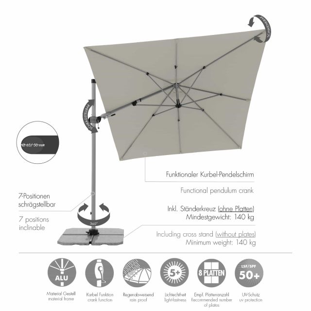  Doppler 320x240cm rechteckiger Ampelschirm für Terrasse oder Garten